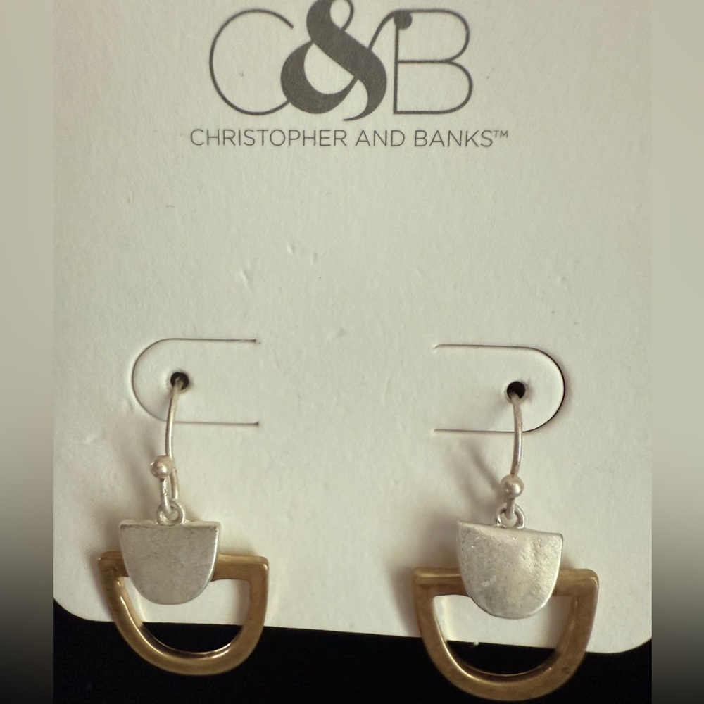 Christopher & Banks Silver and Gold Geometric Dangle Earrings
